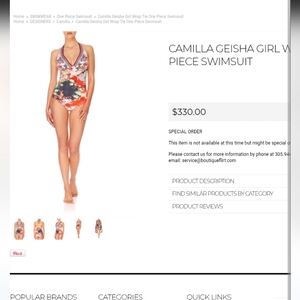 Camilla Geisha Girl One Piece Swimsuit Pristine Condition Sz M